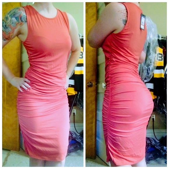 coral jersey dress